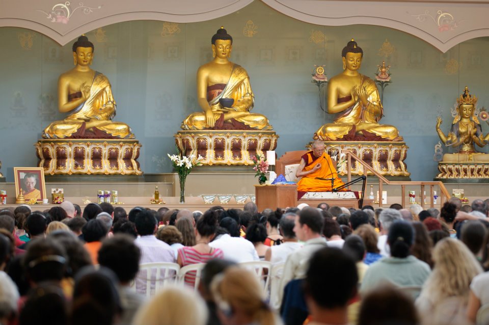 Geshe Kelsang Gyatso teaching at a festival